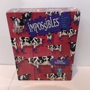 Vintage BePuzzled Impossibles Cow Country Jigsaw Puzzle-1998-750 Pc-Borderless